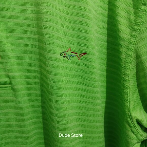 Greg Norman Play Dry Bright Green Striped Polo - Size: XL - Picture 2 of 5